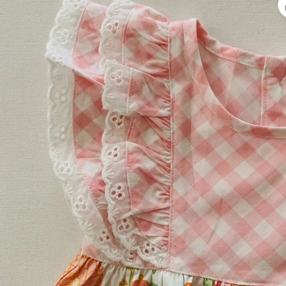 Serendipity pink and white cotton summer Top size 12-18 Months EUC